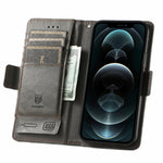 CustodiaNeo Business Custodia in pelle PU con doppia fibbia magnetica con giunzione orizzontale con supporto, slot per carte e portafoglio, For iPhone 13 Pro