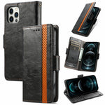 CustodiaNeo Business Custodia in pelle PU con doppia fibbia magnetica con giunzione orizzontale con supporto, slot per carte e portafoglio, For iPhone 13 Pro