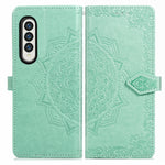 Custodia in pelle con motivo mandala in rilievo per PC + TPU orizzontale con supporto e slot per schede, For Samsung Galaxy Z Fold3 5G