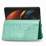 Custodia in pelle con motivo mandala in rilievo per PC + TPU orizzontale con supporto e slot per schede, For Samsung Galaxy Z Fold3 5G