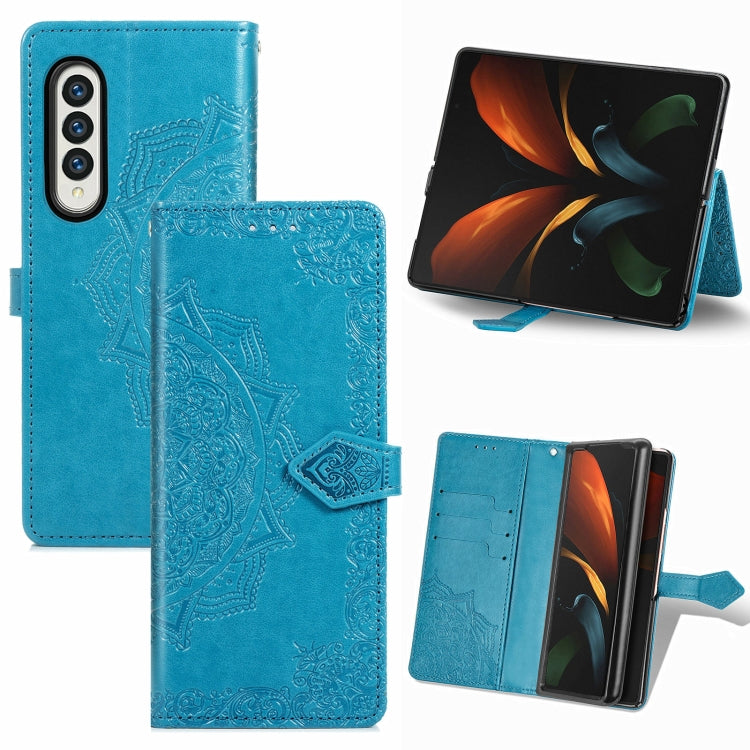 Custodia in pelle con motivo mandala in rilievo per PC + TPU orizzontale con supporto e slot per schede, For Samsung Galaxy Z Fold3 5G