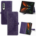 Custodia in pelle con motivo mandala in rilievo per PC + TPU orizzontale con supporto e slot per schede, For Samsung Galaxy Z Fold3 5G