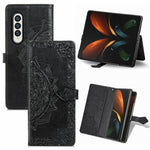 Custodia in pelle con motivo mandala in rilievo per PC + TPU orizzontale con supporto e slot per schede, For Samsung Galaxy Z Fold3 5G