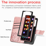 Farfalla Love Flowers Custodia in pelle a ribalta orizzontale goffrata con supporto e fessure per carte e portafoglio e cordino, For Samsung Galaxy Z Fold3 5G