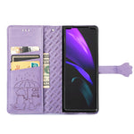 Bella custodia in pelle a vibrazione orizzontale con motivo a rilievo per cani e gatti, con supporto, slot per schede e portafoglio, For Samsung Galaxy Z Fold3 5G