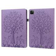 Custodia in pelle PU con stampa orizzontale a stampa pressata con motivo ad albero e cervo con supporto e slot per schede e funzione Sleep / Wake-up, For iPad Air 2020 / Pro 11 2020, For iPad Pro 10.5 2017 / 10.2 2019, For iPad 9.7 2018/2017/Air 2/Air ...