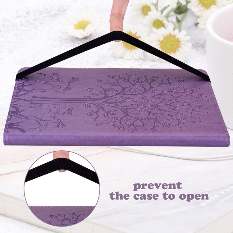 Custodia in pelle PU con stampa orizzontale a stampa pressata con motivo ad albero e cervo con supporto e slot per schede e funzione Sleep / Wake-up, For Samsung Galaxy Tab S6 Lite, For Samsung Galaxy Tab A7 10.4 2020