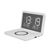 SY-118 15W Superficie a specchio pieghevole Calendario da tavolo perpetuo Caricabatterie wireless con sveglia e funzione regolabile di luminosità a tre livelli, SY-118 Black, SY-118 White