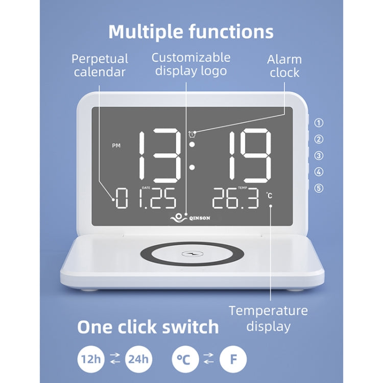 Caricabatterie wireless pieghevole 15W con calendario e sveglia