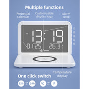 SY-118 15W Superficie a specchio pieghevole Calendario da tavolo perpetuo Caricabatterie wireless con sveglia e funzione regolabile di luminosità a tre livelli, SY-118 Black, SY-118 White
