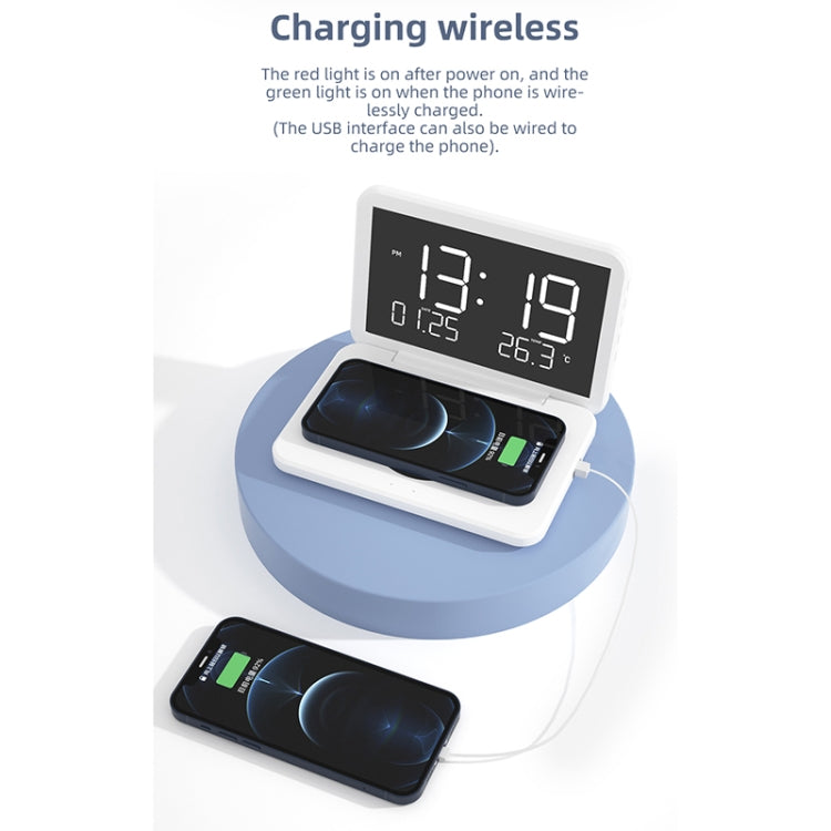 Caricabatterie wireless pieghevole 15W con calendario e sveglia