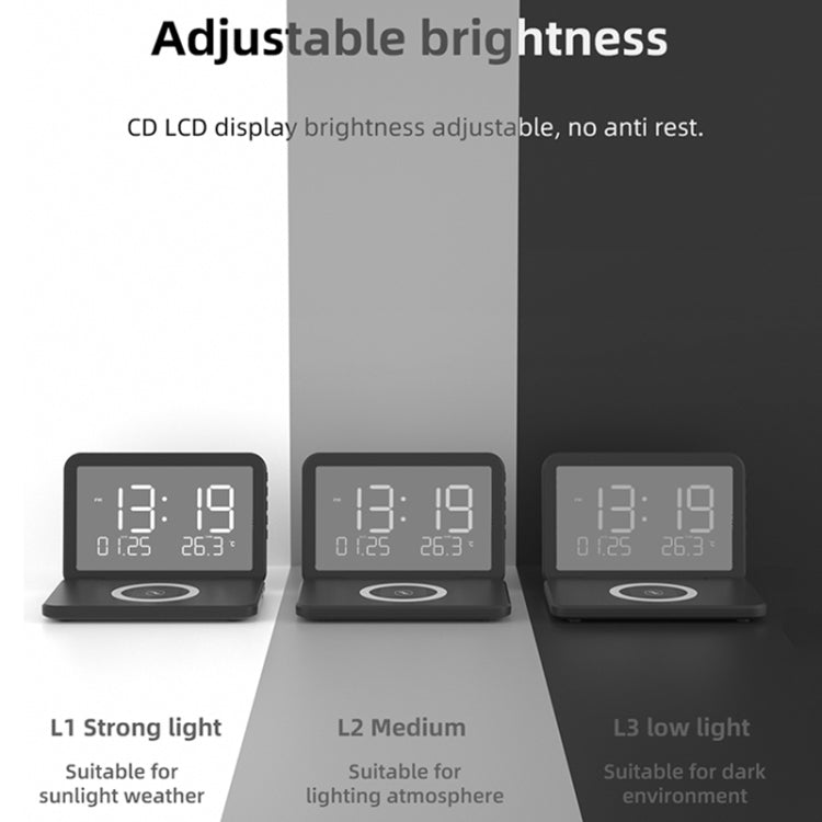 Caricabatterie wireless pieghevole 15W con calendario e sveglia