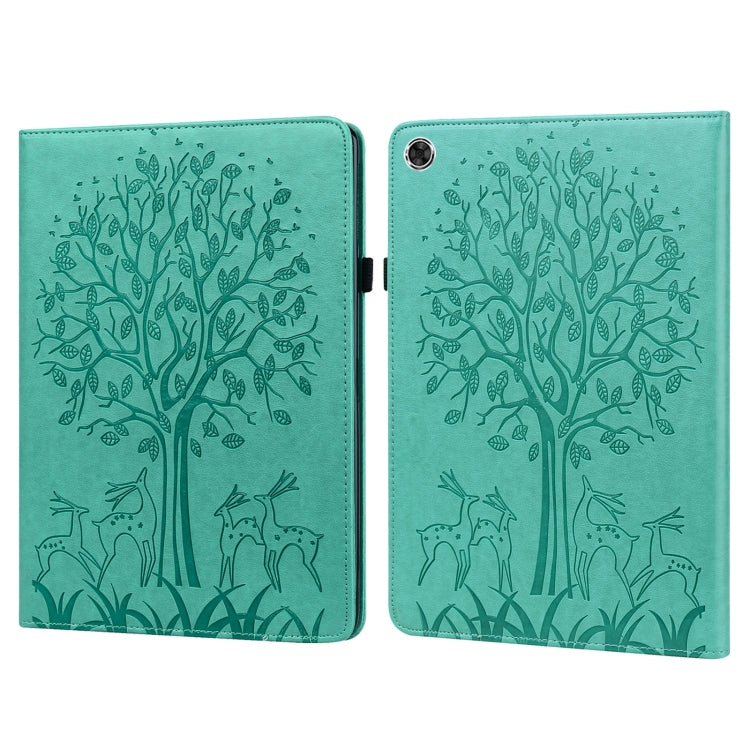 Custodia in pelle PU a vibrazione orizzontale con stampa pressata con motivo ad albero e cervo con supporto e slot per schede, For Huawei MediaPad T5, For Lenovo Tab M8 8505X 8.0, For Lenovo M10 Plus / M10 FHD REL, For Lenovo M10 TB-X505L