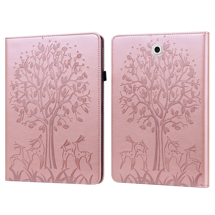 Custodia in pelle PU a vibrazione orizzontale con stampa pressata con motivo ad albero e cervo con supporto e slot per schede, For Samsung Galaxy Tab S2 9.7, For Samsung Galaxy Tab A 8.0 2019, For Samsung Galaxy Tab S8 / Galaxy Tab S7 SM-T870          ...