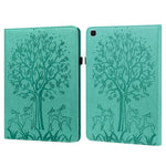 Custodia in pelle PU a vibrazione orizzontale con stampa pressata con motivo ad albero e cervo con supporto e slot per schede, For Samsung Galaxy Tab S2 9.7, For Samsung Galaxy Tab A 8.0 2019, For Samsung Galaxy Tab S8 / Galaxy Tab S7 SM-T870          ...