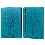 Custodia in pelle PU a vibrazione orizzontale con stampa pressata con motivo ad albero e cervo con supporto e slot per schede, For Samsung Galaxy Tab S2 9.7, For Samsung Galaxy Tab A 8.0 2019, For Samsung Galaxy Tab S8 / Galaxy Tab S7 SM-T870          ...