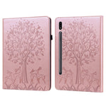 Custodia in pelle PU a vibrazione orizzontale con stampa pressata con motivo ad albero e cervo con supporto e slot per schede, For Samsung Galaxy Tab S2 9.7, For Samsung Galaxy Tab A 8.0 2019, For Samsung Galaxy Tab S8 / Galaxy Tab S7 SM-T870          ...