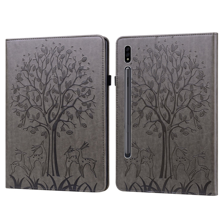 Custodia in pelle PU a vibrazione orizzontale con stampa pressata con motivo ad albero e cervo con supporto e slot per schede, For Samsung Galaxy Tab S2 9.7, For Samsung Galaxy Tab A 8.0 2019, For Samsung Galaxy Tab S8 / Galaxy Tab S7 SM-T870          ...