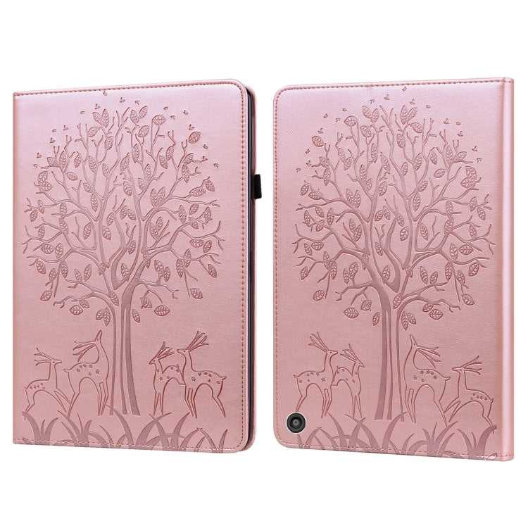 Custodia in pelle PU a vibrazione orizzontale con stampa pressata con motivo ad albero e cervo con supporto e slot per schede, For Samsung Galaxy Tab S2 9.7, For Samsung Galaxy Tab A 8.0 2019, For Samsung Galaxy Tab S8 / Galaxy Tab S7 SM-T870          ...
