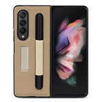 Custodia protettiva in pelle con texture Litchi con supporto e slot per penna, For Samsung Galaxy Z Fold3 5G