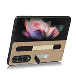 Custodia protettiva in pelle con texture Litchi con supporto e slot per penna, For Samsung Galaxy Z Fold3 5G