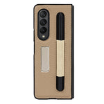 Custodia protettiva in pelle con texture Litchi con supporto e slot per penna, For Samsung Galaxy Z Fold3 5G