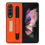Custodia protettiva in pelle con texture Litchi con supporto e slot per penna, For Samsung Galaxy Z Fold3 5G