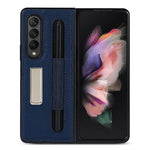 Custodia protettiva in pelle con texture Litchi con supporto e slot per penna, For Samsung Galaxy Z Fold3 5G
