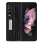 Custodia protettiva in pelle con texture Litchi con supporto e slot per penna, For Samsung Galaxy Z Fold3 5G