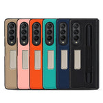 Custodia protettiva in pelle con texture Litchi con supporto e slot per penna, For Samsung Galaxy Z Fold3 5G
