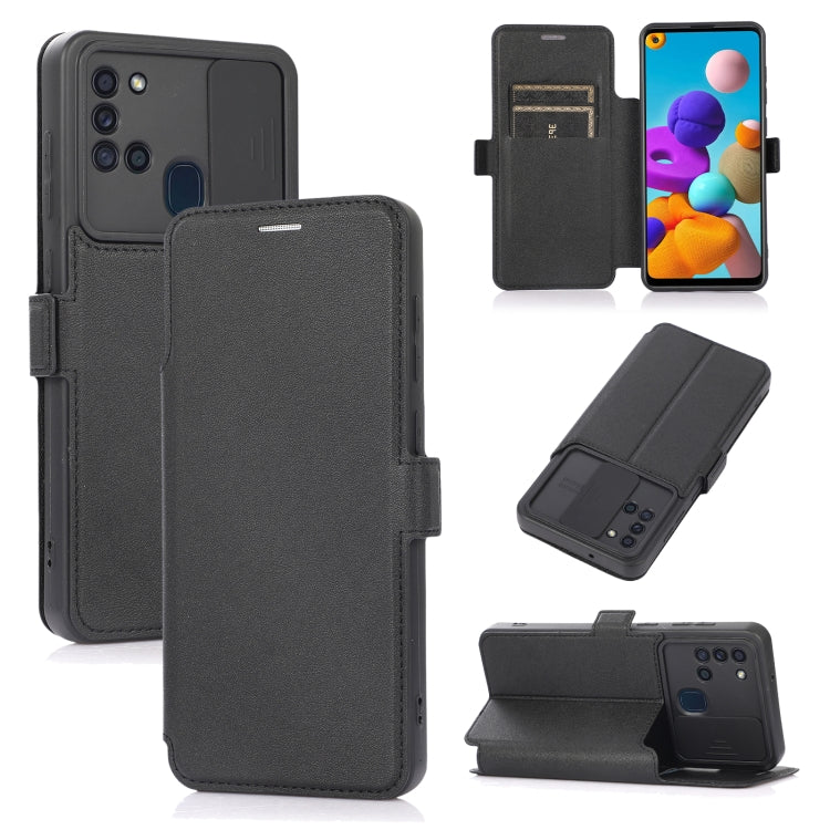 Push Window Doppia fibbia PU + custodia in pelle a vibrazione orizzontale in silicone con supporto e slot per schede, For Samsung Galaxy A21s, For Samsung Galaxy A52 5G / 4G, For Samsung Galaxy A71, For Samsung Galaxy Note20                            ...