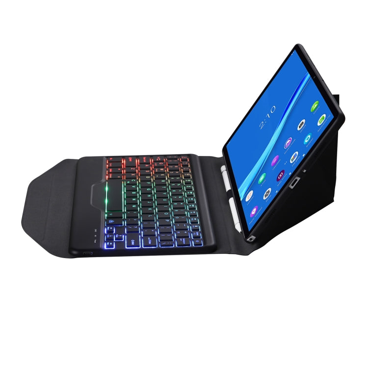 BM10S Backlight Edition Diamond Texture Custodia in pelle per tastiera Bluetooth staccabile con slot per penna e supporto posteriore triangolare, For Lenovo Smart Tab M10 HPD Plus TB-X606F 10.3 inch                                                      ...