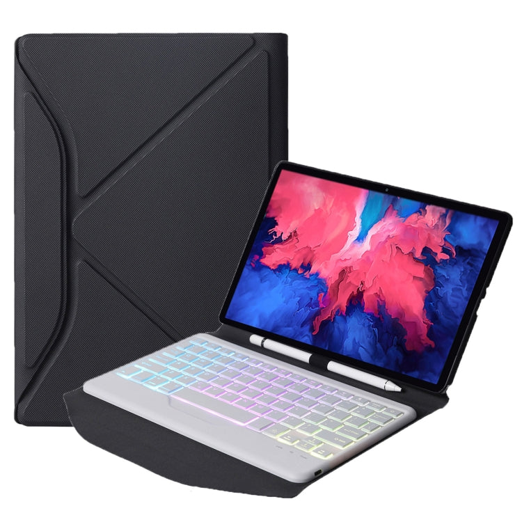 BM10S Backlight Edition Diamond Texture Custodia in pelle per tastiera Bluetooth staccabile con slot per penna e supporto posteriore triangolare, For Lenovo Smart Tab M10 HPD Plus TB-X606F 10.3 inch                                                      ...