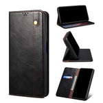Custodia in pelle a vibrazione orizzontale con texture Crazy Horse cerata semplice con slot per schede e supporto, For OPPO Realme C21Y