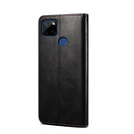 Custodia in pelle a vibrazione orizzontale con texture Crazy Horse cerata semplice con slot per schede e supporto, For OPPO Realme C21Y