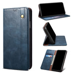 Custodia in pelle a vibrazione orizzontale con texture Crazy Horse cerata semplice con slot per schede e supporto, For OPPO Realme C21Y