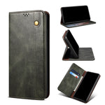 Custodia in pelle a vibrazione orizzontale con texture Crazy Horse cerata semplice con slot per schede e supporto, For OPPO Realme C21Y