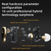 KZ ZAS Auricolare cablato in-ear con anello in ferro da 16 unità,, ZAS Standard Version(White), ZAS Standard Version(Black), ZAS Mic Version(White), ZAS Mic Version(Black)