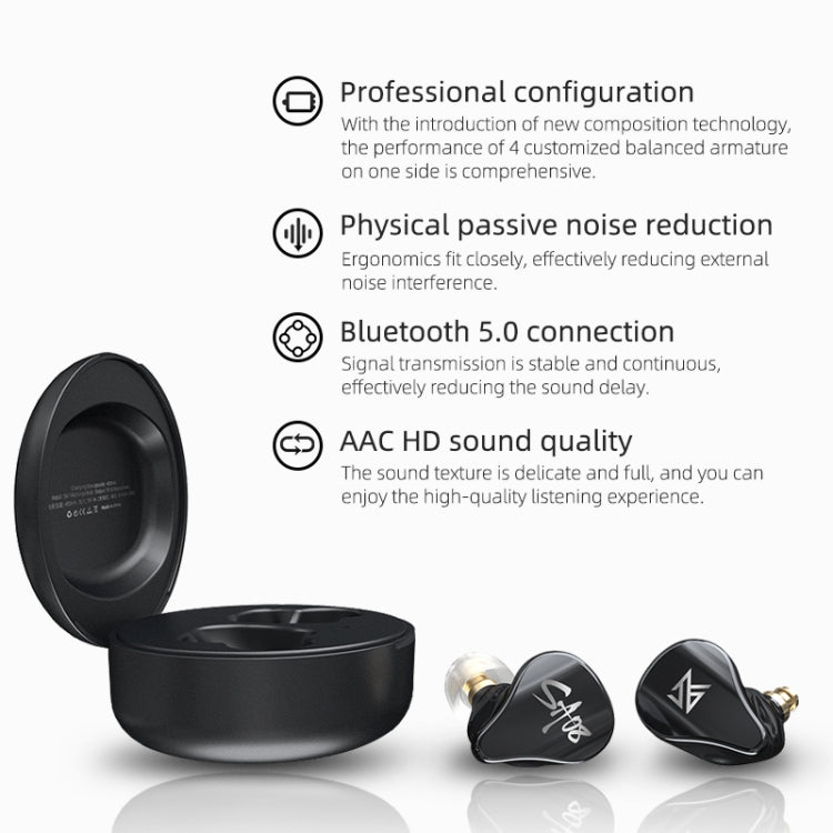 KZ SA08 Wireless Four-unit 5BA Balance Armature Bluetooth In-ear TWS Auricolare, SA08