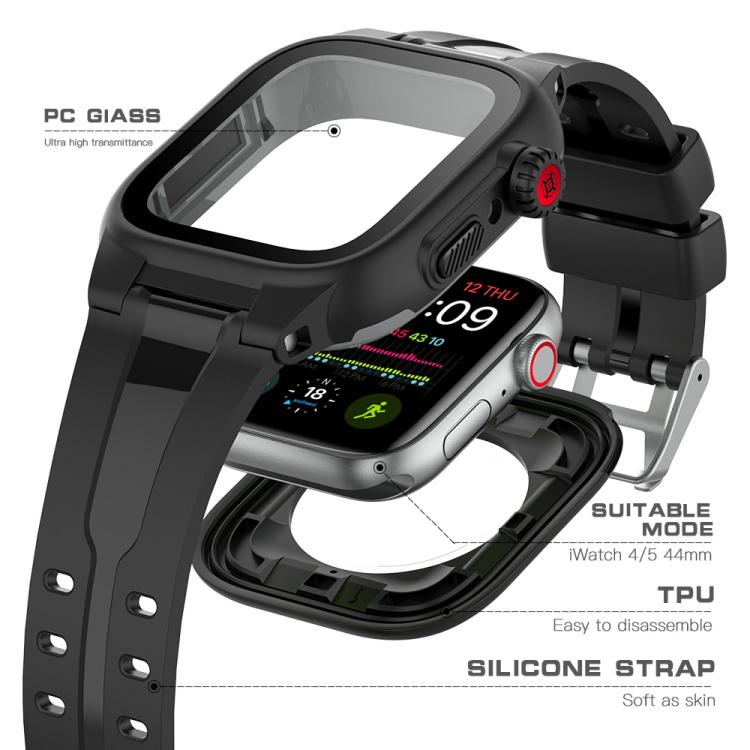 Pellicola salvaschermo impermeabile IP68 RedPepper + cinturino + custodia protettiva, For 5 & 4 40mm / 3 & 2 & 1 38mm, For Apple Watch Series 6 / 5 / 4 / Watch SE 44mm