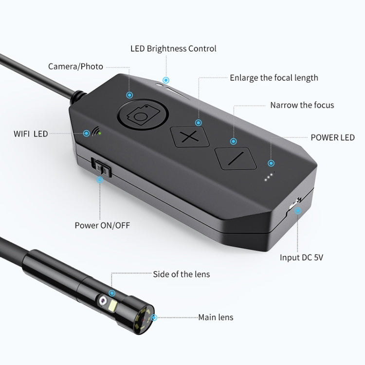 Y17 5MP 12mm Dual-lens HD Autofocus WiFi Telecamera per endoscopio digitale industriale Zoomable Snake, 1m Hard Cable, 3.5m Hard Cable, 5m Hard Cable, 10m Hard Cable