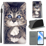 Custodia in pelle PU a vibrazione orizzontale con chiusura magnetica a disegno colorato di tensione con supporto e slot per schede, For OPPO A54 4G / A16 4G / A53s 5G / A55 5G