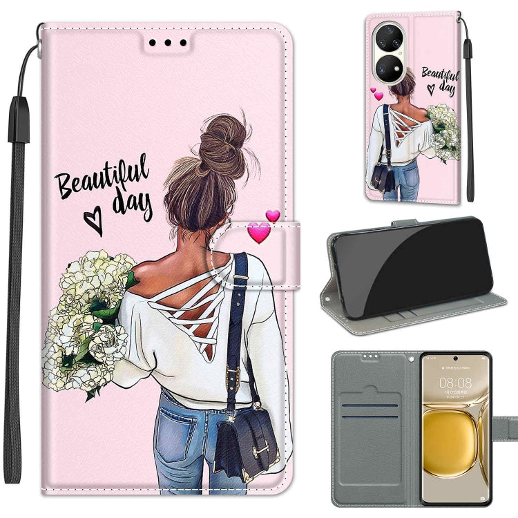 Custodia in pelle PU con chiusura magnetica per Huawei P50 Pro