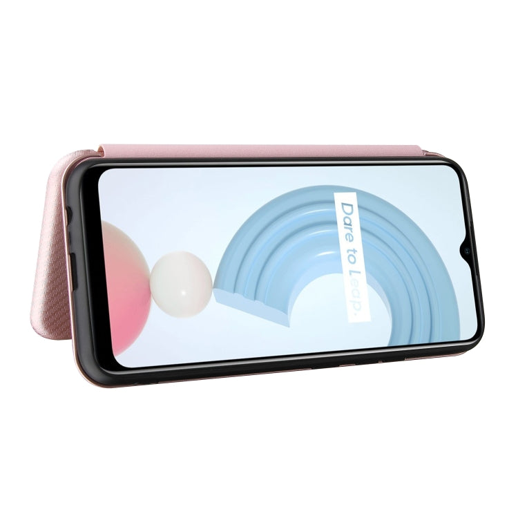 Struttura in fibra di carbonio Flip orizzontale magnetico Custodia in pelle TPU + PC + PU con slot per schede, For OPPO Realme C21Y, For vivo iQOO 8