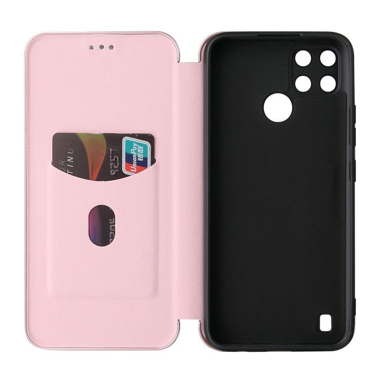 Struttura in fibra di carbonio Flip orizzontale magnetico Custodia in pelle TPU + PC + PU con slot per schede, For OPPO Realme C21Y, For vivo iQOO 8