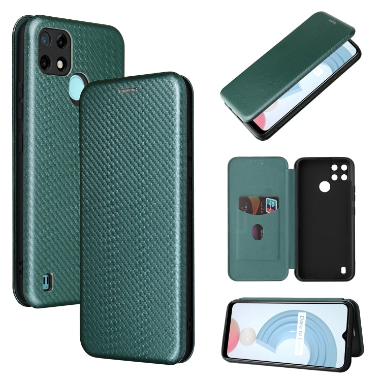 Struttura in fibra di carbonio Flip orizzontale magnetico Custodia in pelle TPU + PC + PU con slot per schede, For OPPO Realme C21Y, For vivo iQOO 8