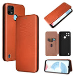 Struttura in fibra di carbonio Flip orizzontale magnetico Custodia in pelle TPU + PC + PU con slot per schede, For OPPO Realme C21Y, For vivo iQOO 8