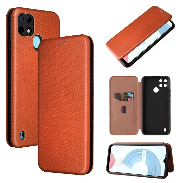 Struttura in fibra di carbonio Flip orizzontale magnetico Custodia in pelle TPU + PC + PU con slot per schede, For OPPO Realme C21Y, For vivo iQOO 8