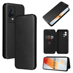 Struttura in fibra di carbonio Flip orizzontale magnetico Custodia in pelle TPU + PC + PU con slot per schede, For OPPO Realme C21Y, For vivo iQOO 8