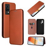 Struttura in fibra di carbonio Flip orizzontale magnetico Custodia in pelle TPU + PC + PU con slot per schede, For OPPO Realme C21Y, For vivo iQOO 8